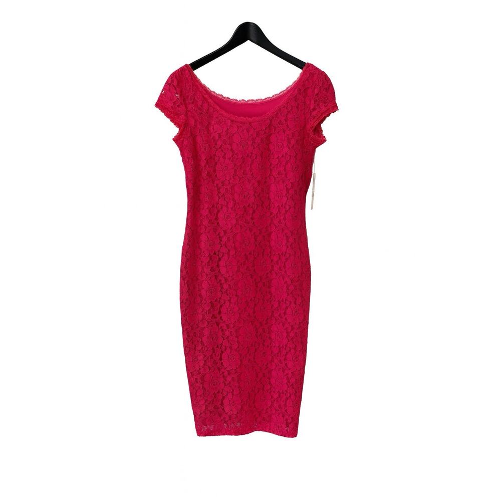Laundry by Shelli Segal Pink Lace Bodycon Dress Size 4 Floral Lace, Cap Sleeve
